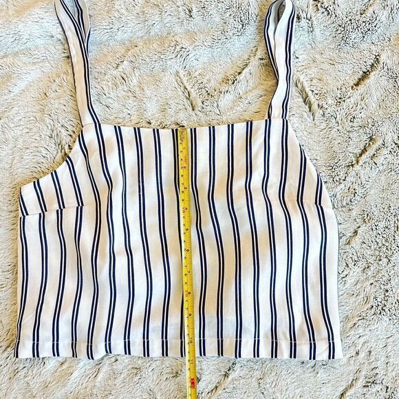 PacSun Lottie Moss Size Small Blue White Striped Nautical Preppy Crop Top - Picture 5 of 10